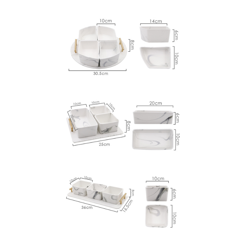 Marble condiment bowl set