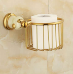 Copper and Beaded Stone Paper Towel Basket Holder