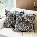 Black and White Embroidered Cushion Pillow Cover