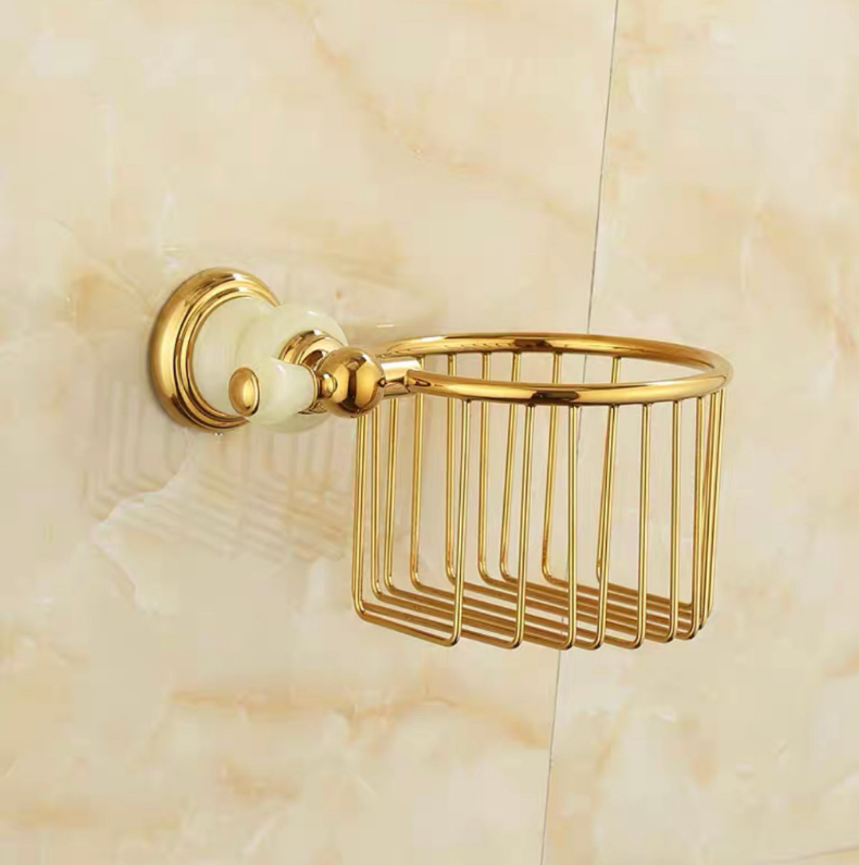 Copper and Beaded Stone Paper Towel Basket Holder