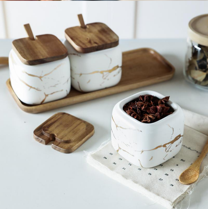 Marble seasoning jar set - Penyimpanan Bumbu