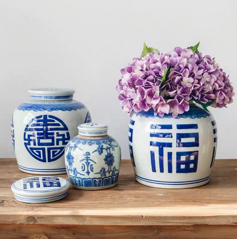 Gaoxing Blue and White Ginger Jar Ceramic Vase