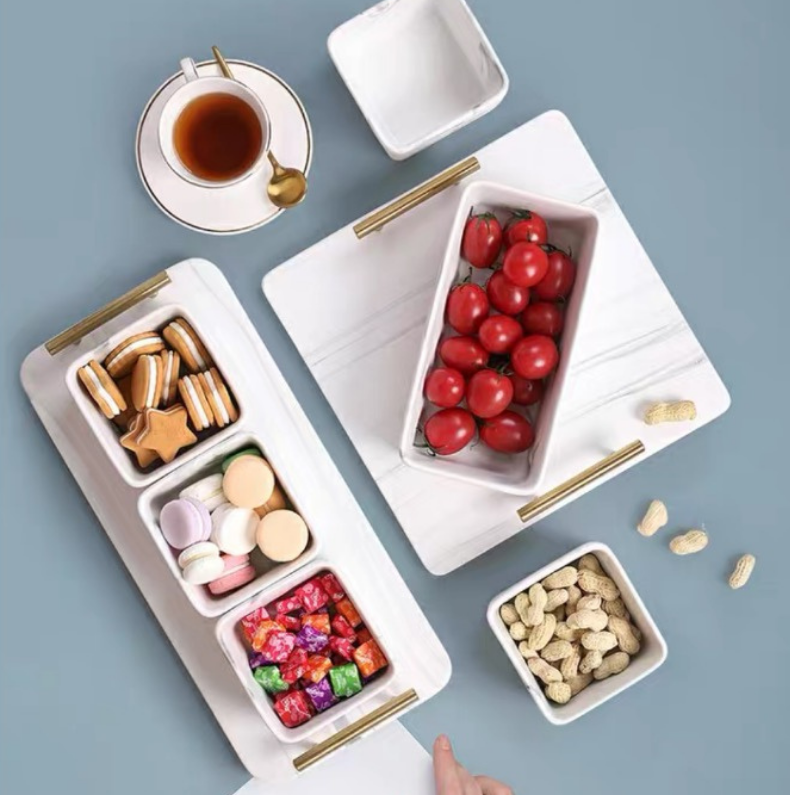 Marble condiment bowl set
