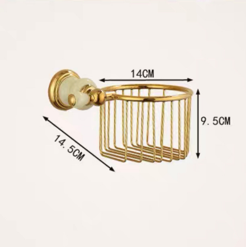 Copper and Beaded Stone Paper Towel Basket Holder