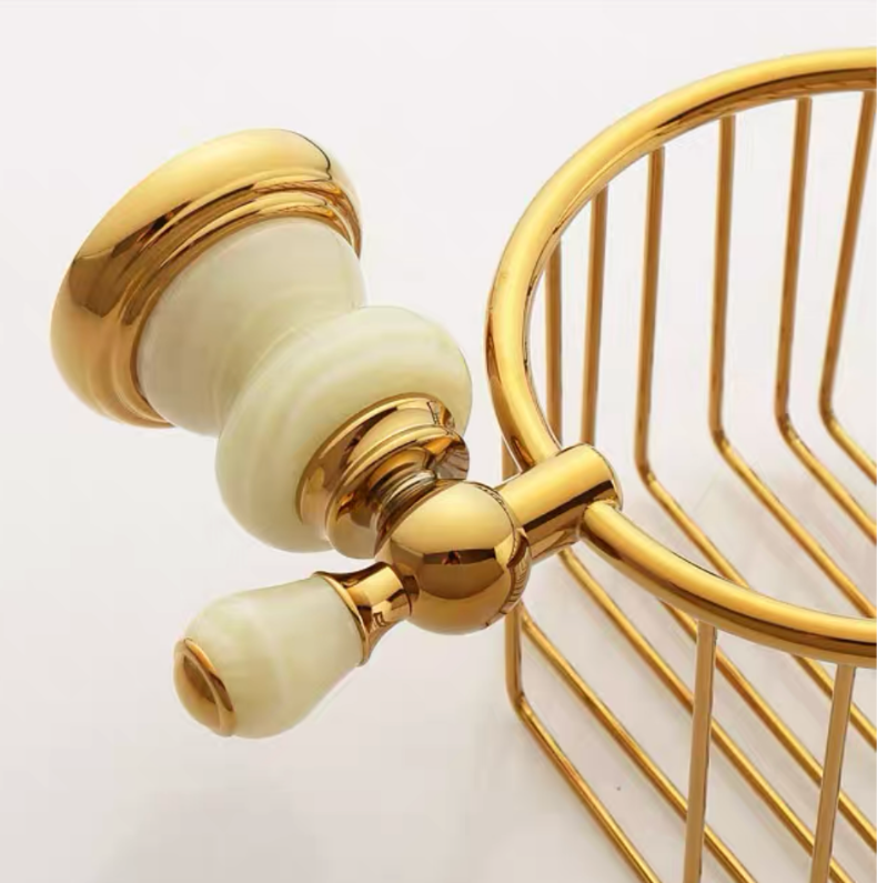 Copper and Beaded Stone Paper Towel Basket Holder