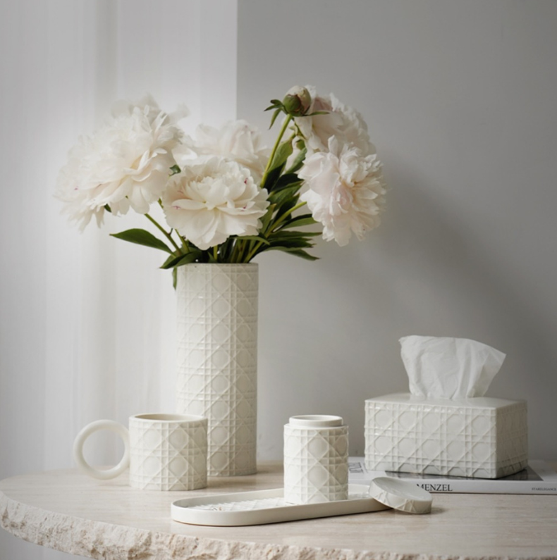 Cambon White Ceramic Vase