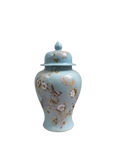 Chinoiserie premium ginger jar ceramic vase - Light Blue