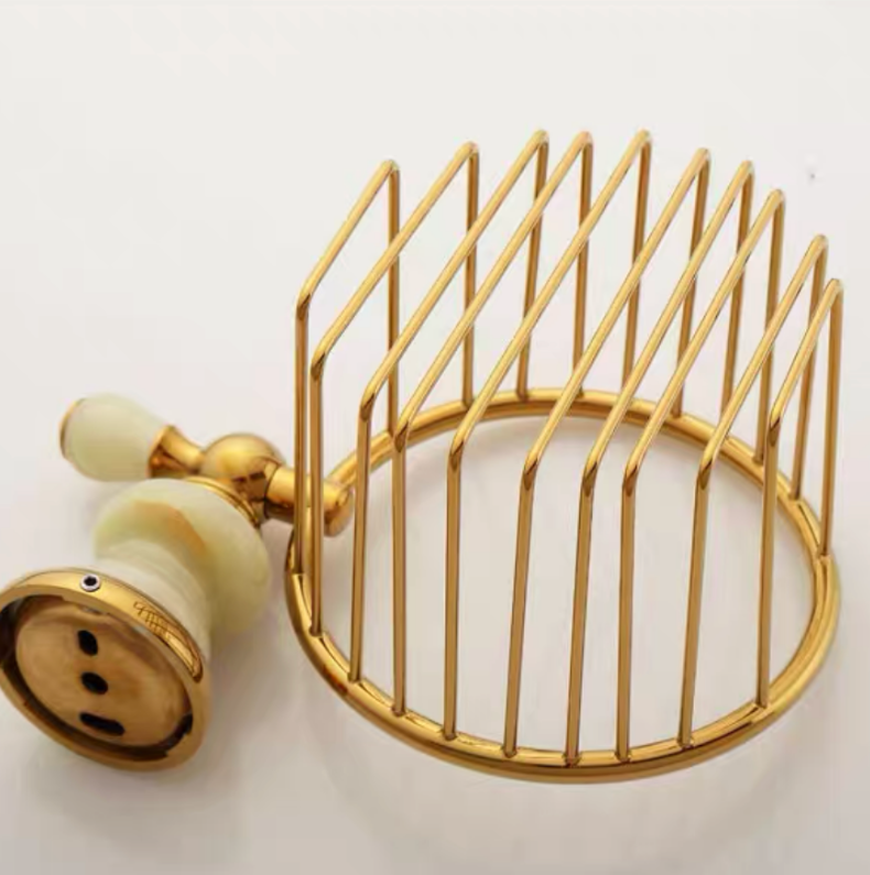 Copper and Beaded Stone Paper Towel Basket Holder