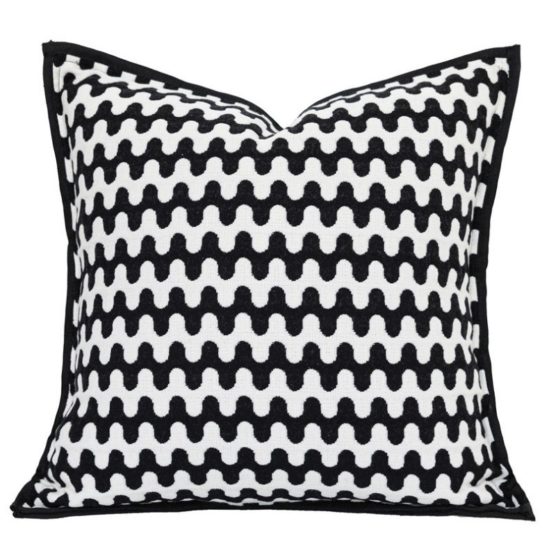 Modern Wave Black and White Pillow Case