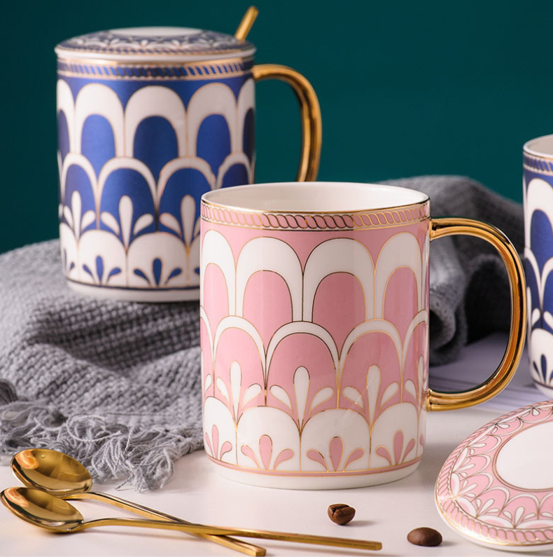 Blue and Pink Wavy Royale Drinking Mug