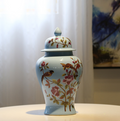 Chinoiserie premium ginger jar ceramic vase - Blue