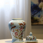 Chinoiserie premium ginger jar ceramic vase - Blue