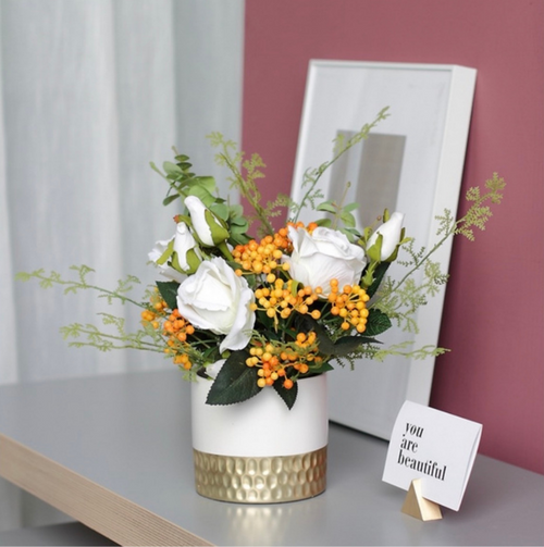 Berry Flowers and Vase