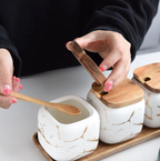 Marble seasoning jar set - Penyimpanan Bumbu