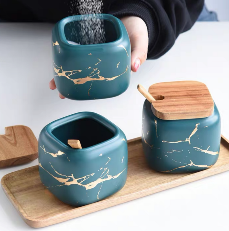 Marble seasoning jar set - Penyimpanan Bumbu